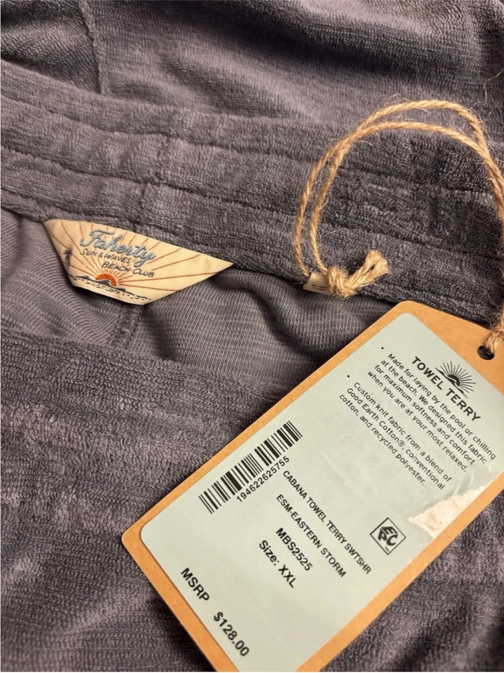 NWT Fahery Cabana Towel Terry Shorts Blue Size XXL 2XL Beach Pool Lounge $128